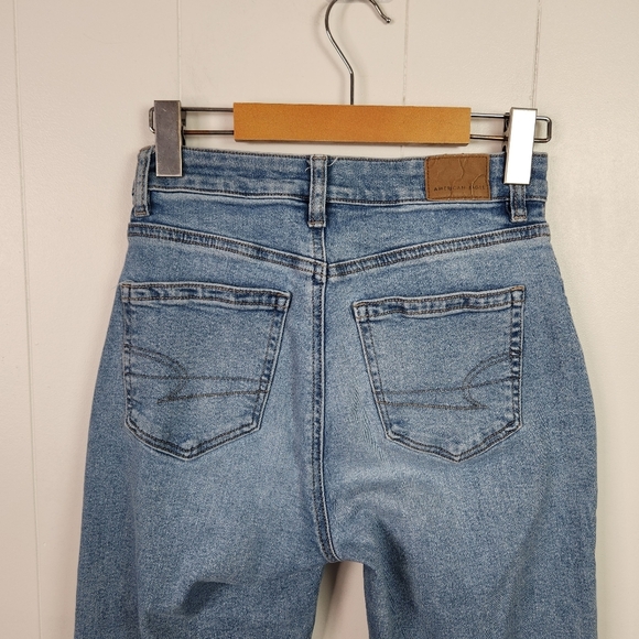 American Eagle AEO Mom Jeans Stretch High Waisted Rise Tapered Size 00 Long Tall - Picture 5 of 10